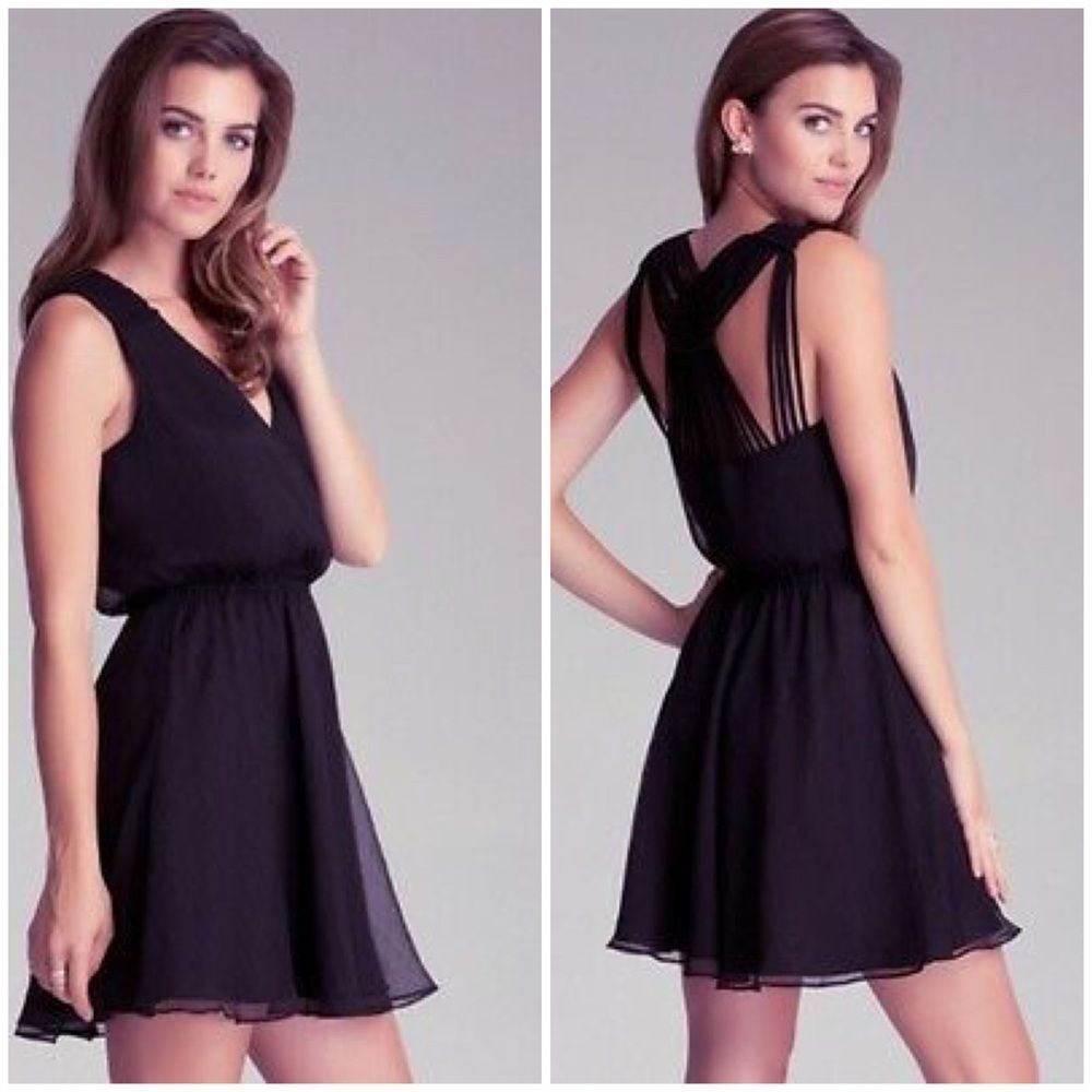 Bebe black cocktail dress macram supplice size medium